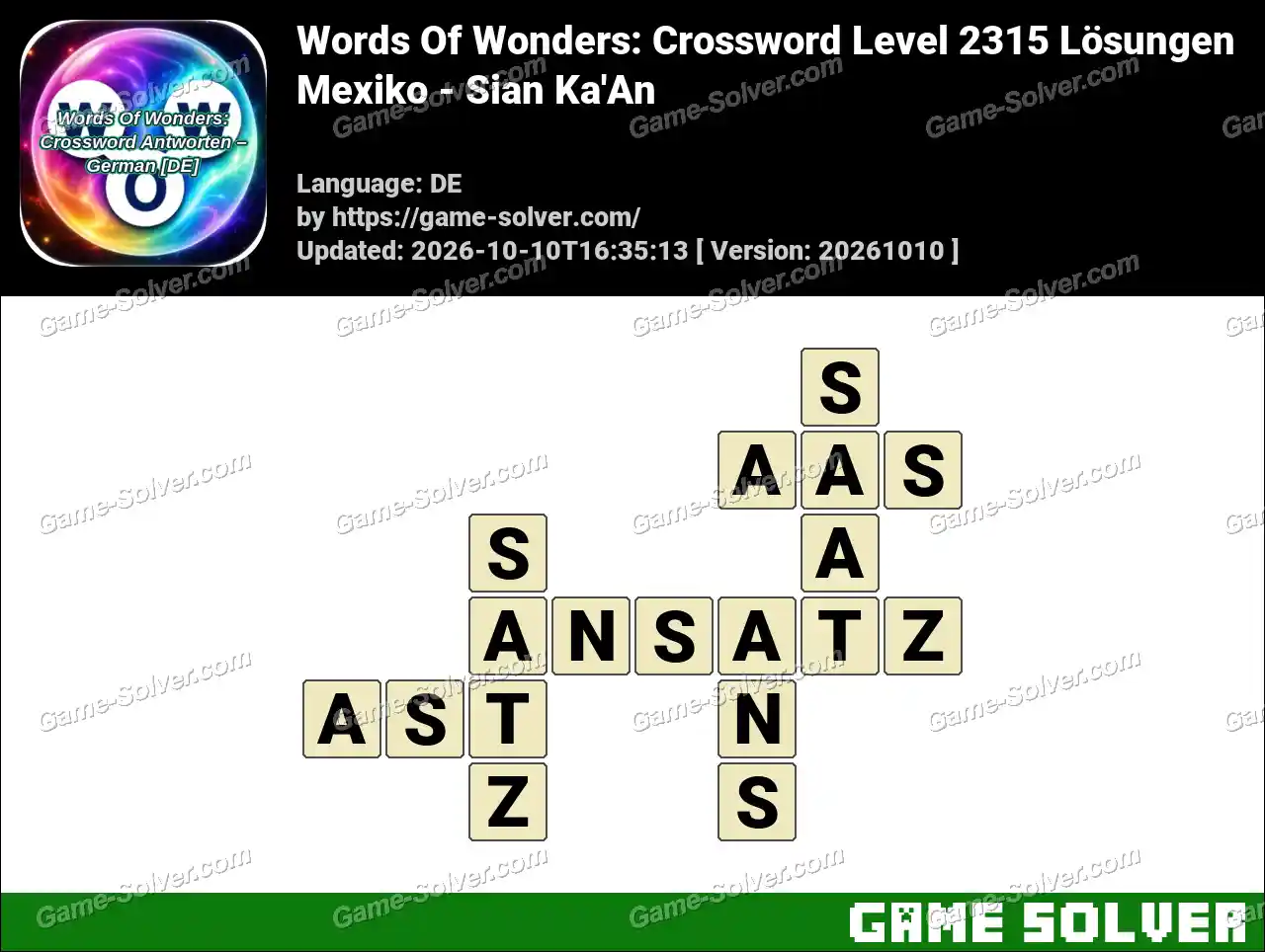 Words Of Wonders: Crossword Level 2315 Lösungen – Mexiko – Sian Ka’An